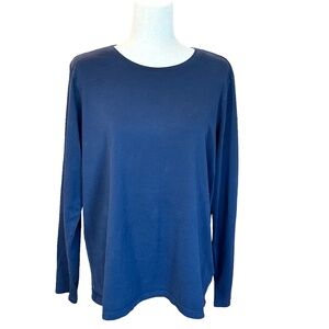 Lands' End Women's Long Sleeve Top/Tee Navy Blue Large